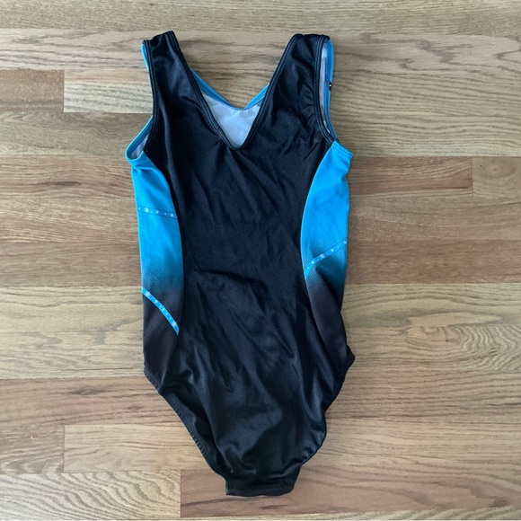 GK Blue and Black Diamonds Leotard Size Child Medium - Picture 8 of 9